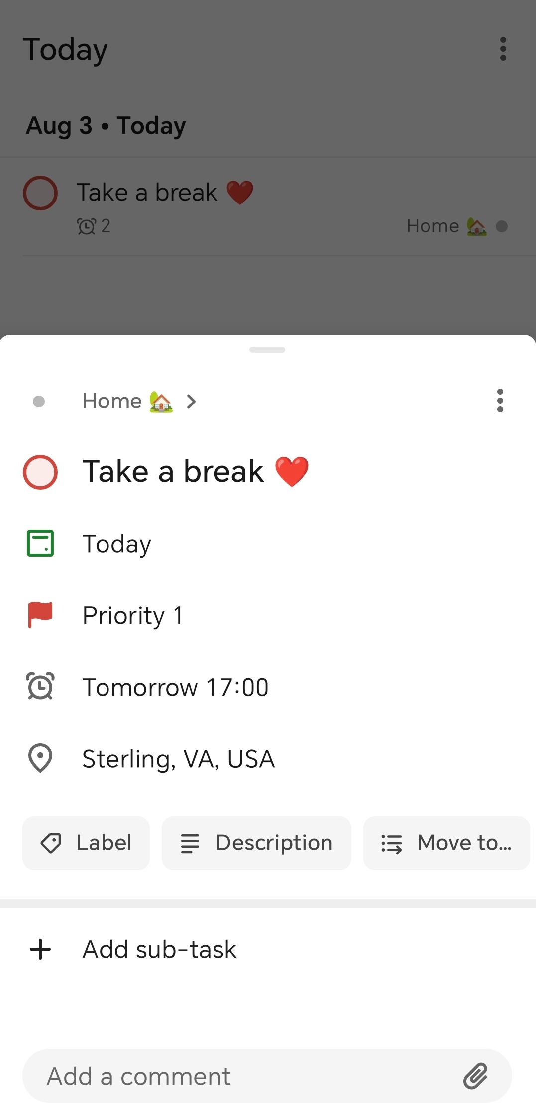 Todoist location reminder