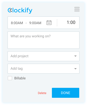Productivity tracker app - enter details