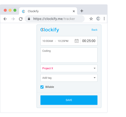 Clockify time tracking browser extension for Chrome