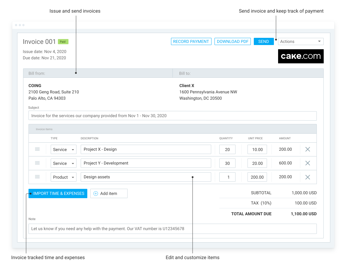 Clockify invoicing