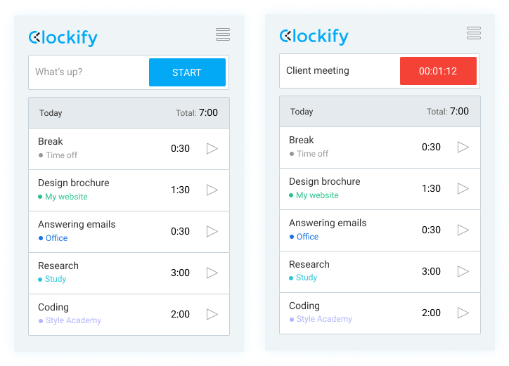 Clockify timer