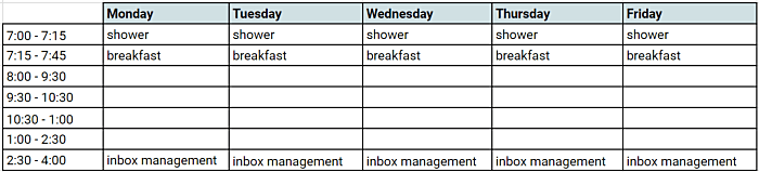 Create time blocking templates