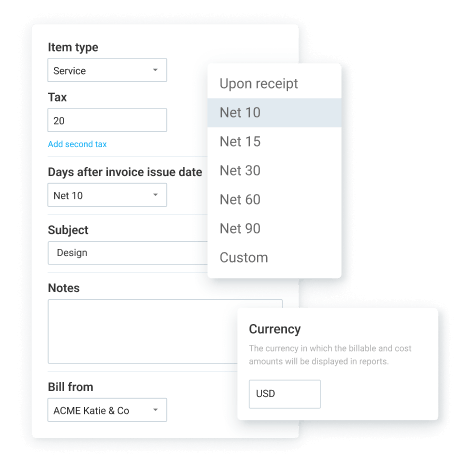 Default settings for invoices