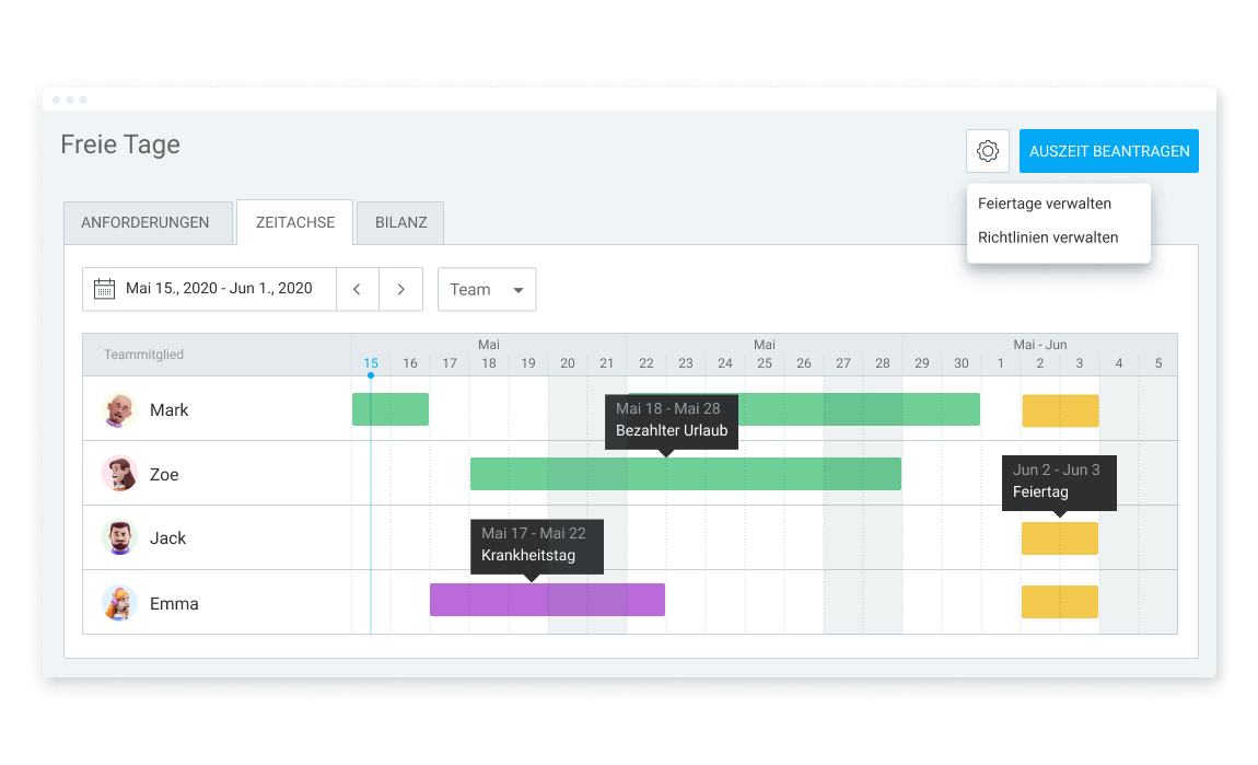 Arbeitsfreie Zeit in Clockify (Screenshot)