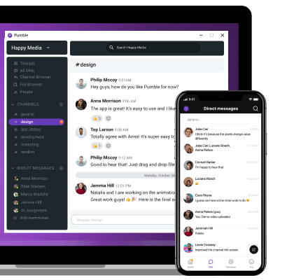 Pumble team chat desktop and mobile app