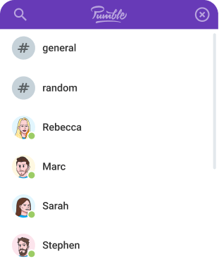 Pumble Teamchat - Liste der Kanäle und DMs