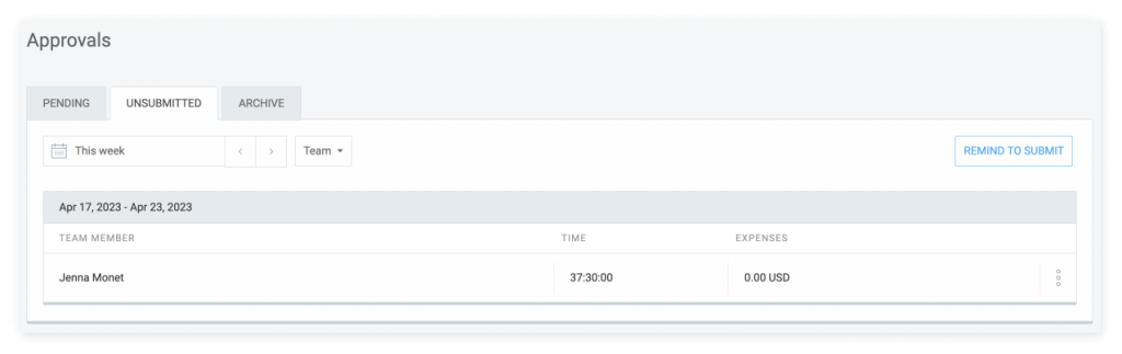 Remind users to submit timesheets.