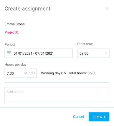 Create assignment