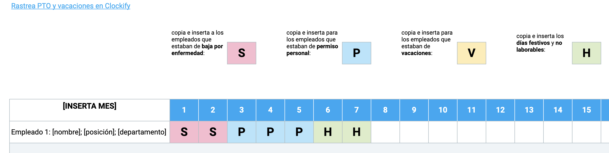 Cómo usar la Plantilla de seguimiento mensual de PTO tradicional